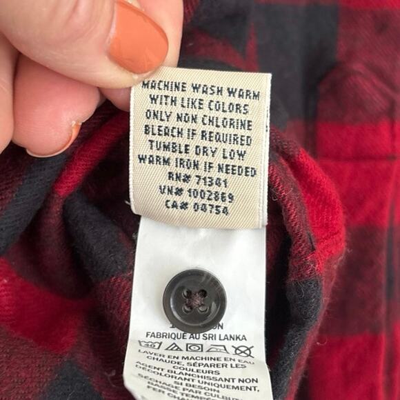 LL Bean Mens Medium Red Black Flannel Buffalo Plaid Button Dn Long Sleeve Shirt - Picture 10 of 10